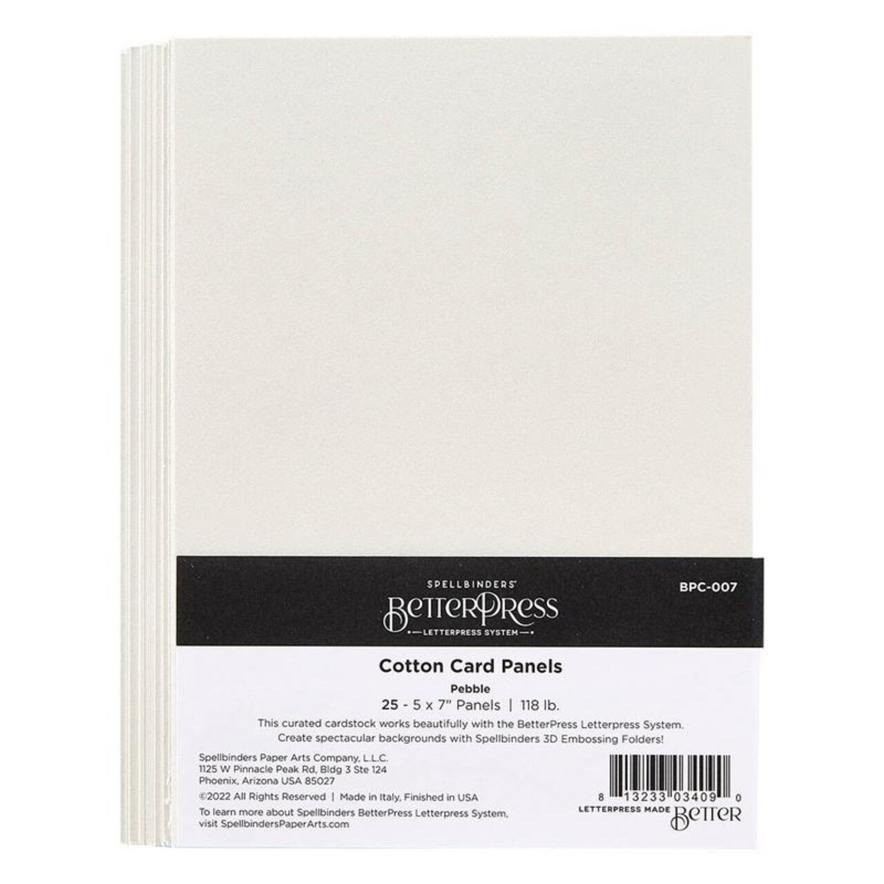Pebble BetterPress A7 Cotton Card Panels - Spellbinders